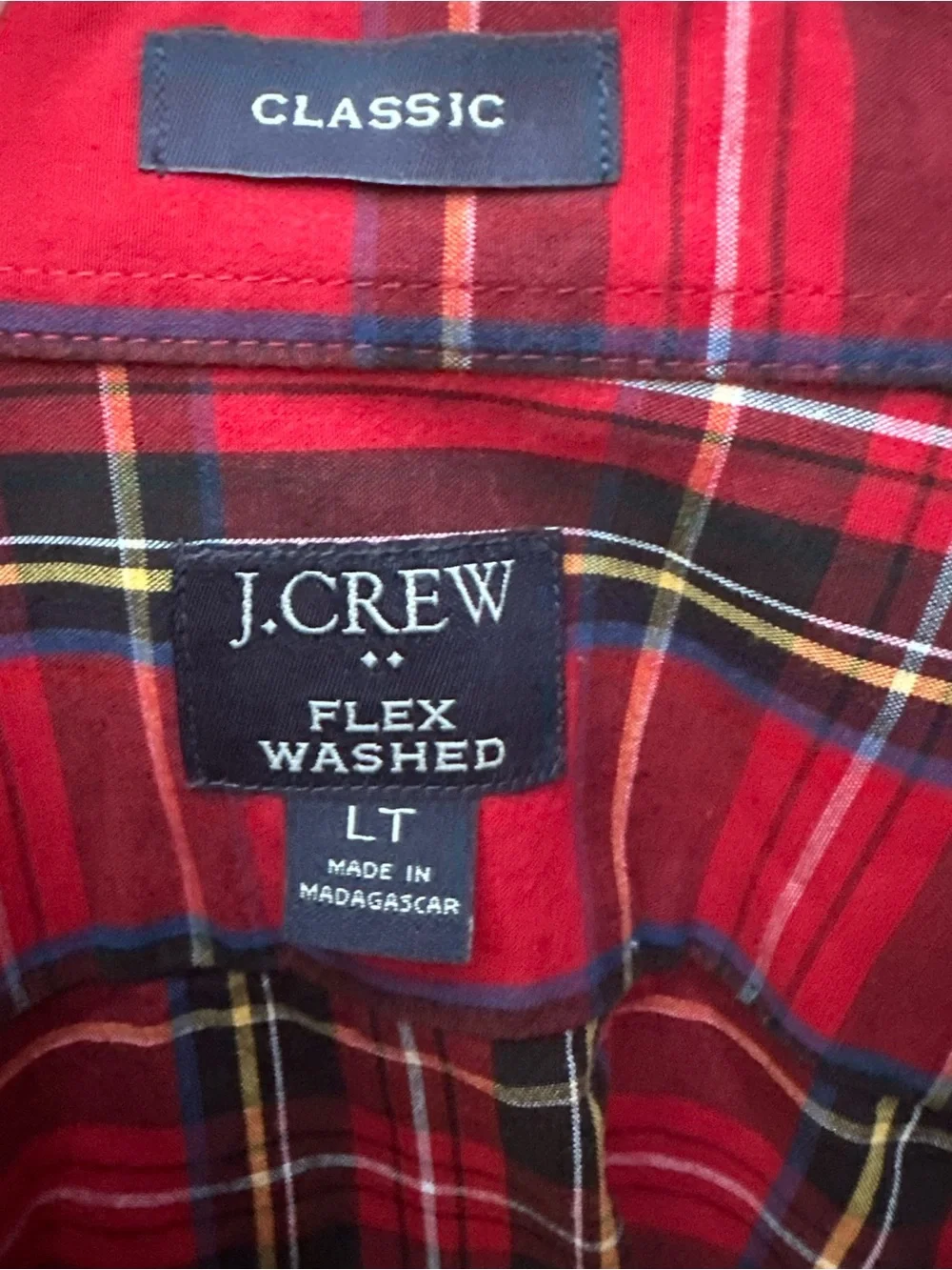 J. Crew Red Plaid Flex Washed Button-Down Shirt